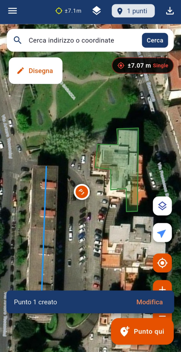 Punto creato sulla mappa con ortofoto